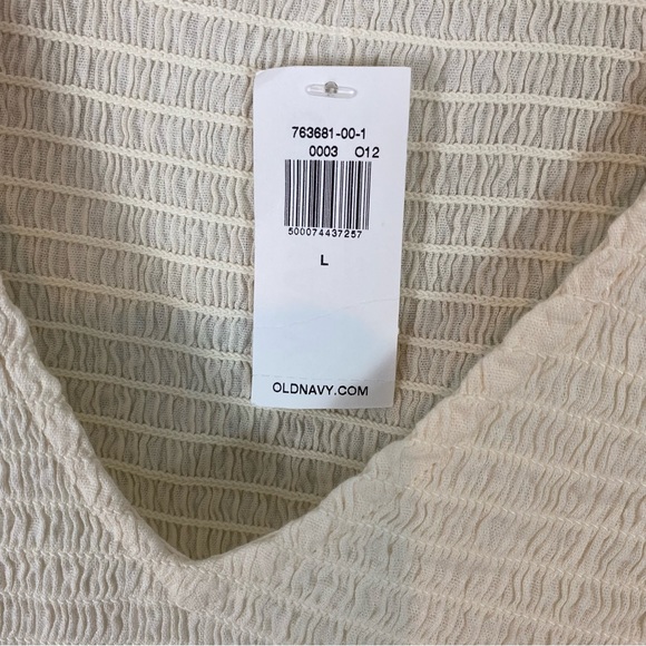 Old Navy White Cream Eyelet Lace Boho Top Peasant L NEW - Picture 8 of 9